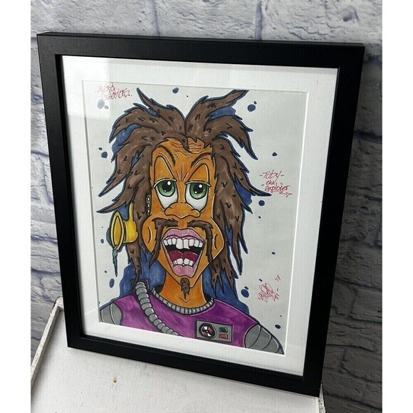 Alien Art Work Weird Creations Original Marker Drawing Signed Matted Framed - Picture 7 of 11